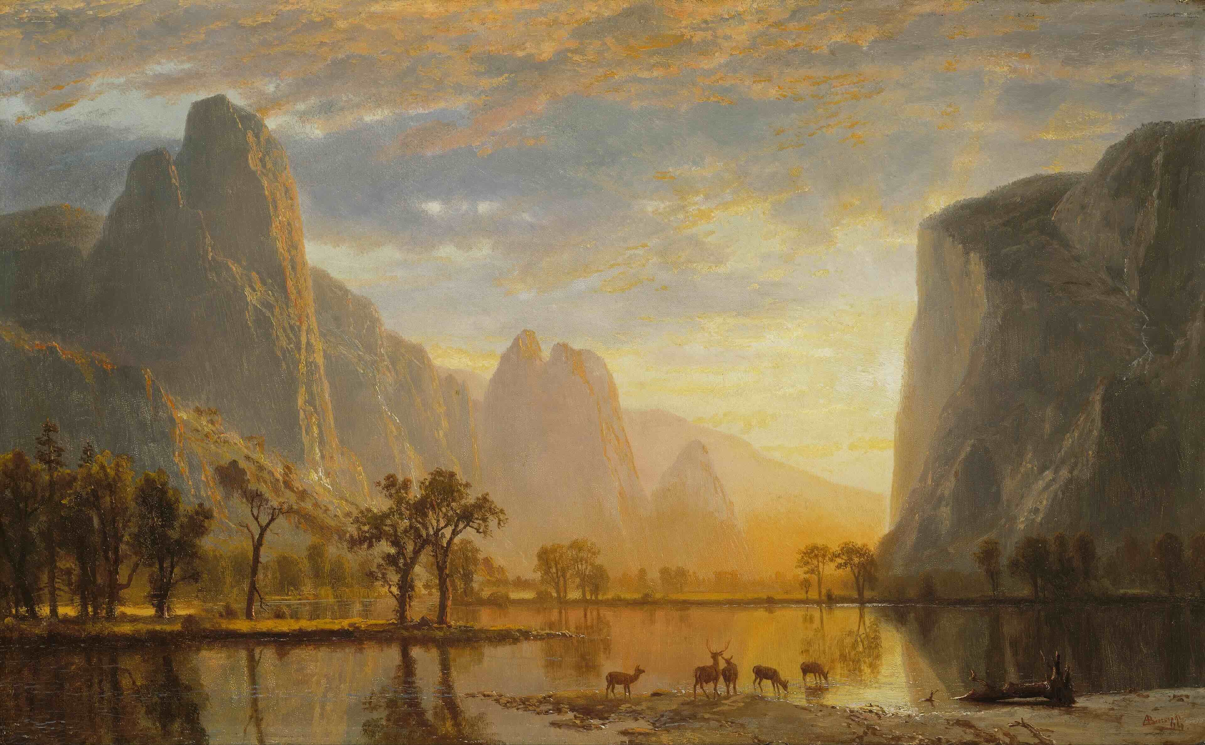 Albert Bierstadt Yosemite Valley painting showing dramatic light and scale