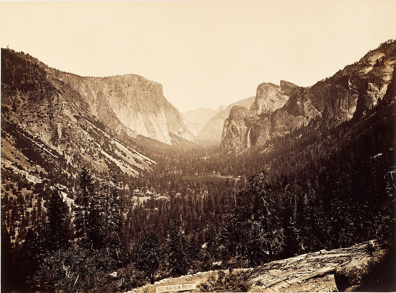 Historic photograph of Yosemite Valley by Carleton Watkins, one of the earliest and most influential landscape photographers