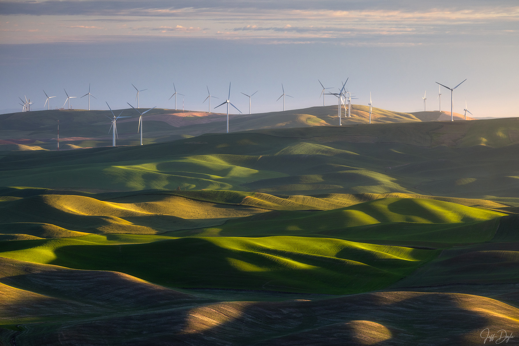 WHISPERS ACROSS THE HILLS Fine art landscape photograph of rolling green Palouse hills at sunrise from Steptoe Butte Washington – limited edition print